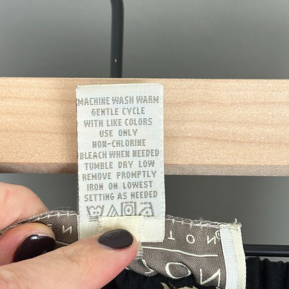 Vtg 90s Maxi Skirt XL Black Floral Straight Line Slit Cottage Granny Teacher Y2K - Picture 10 of 10